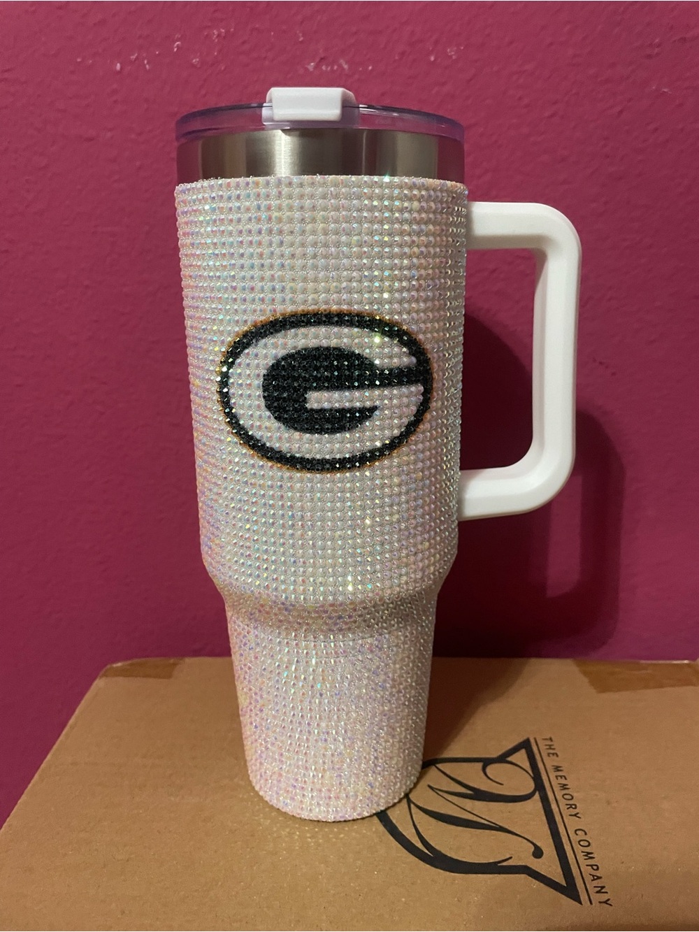 Green Bay Packers Rhinestone Covered Stainless Steel Sports Tumbler